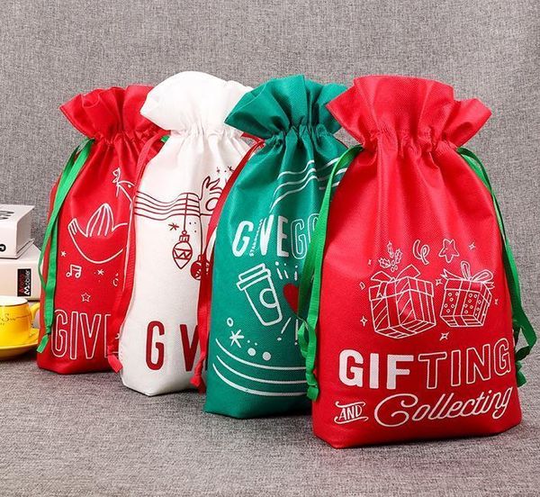 

christmas gift drawstring bags reusable holiday presents wrapping toys treasure gift ribbon bags party favor decoration1