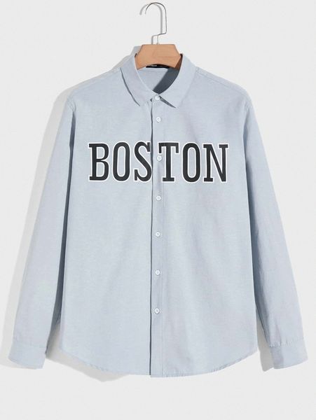 

men letter graphic button front shirt b0jt#, White;black