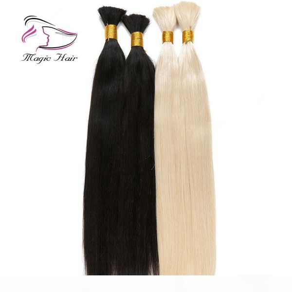 

evermagic selling price good quality big stock#613 blonde hair bulk brazilian straight human hair extensions remy hair bulk, Black