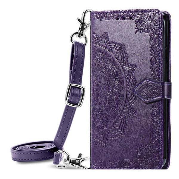 

long strap 3d mandala wallet case for samsung galaxy s21 ultra s20 plus crossbody lanyard card holder leather pho qylxlv