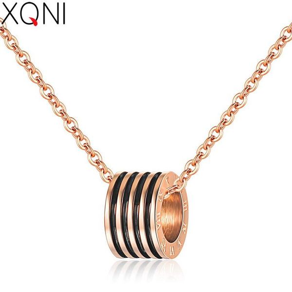 

xqni темперамент круг стиль рим цифровой нашивки черный ожерелье женщина розового золота цепи элегантные ювелирные изделия для женщин подаро, Silver