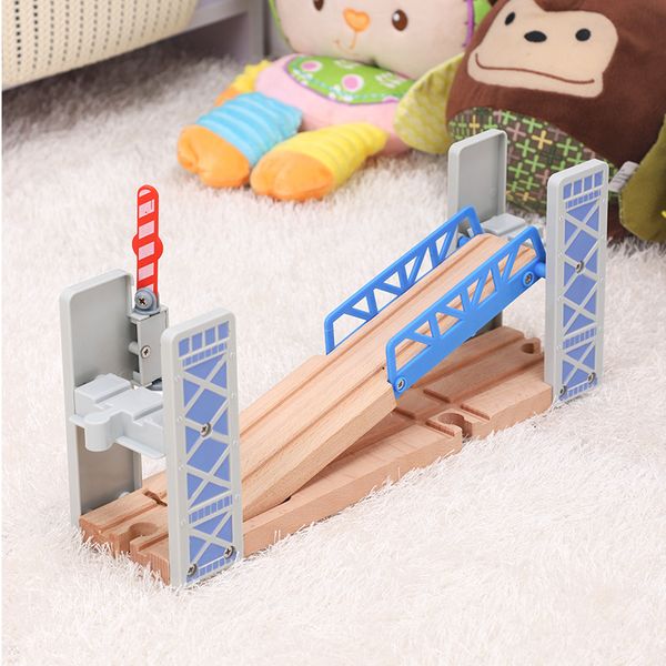 

railway train fence wooden double tracks lift bridge set accessories overpass model kid's toys gifts