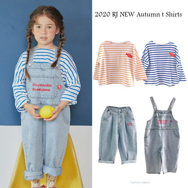 

kids t shirts 2020 rj brand new autumn boys girls long sleeve stripe t shirts baby child fashion cotton tees clothes 1006, Blue