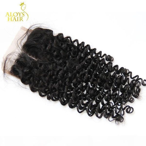 

grade 6a malaysian deep curly closure 100% virgin human hair lace closures size 4x4 middle part malaysian kinky curly closure, Black;brown