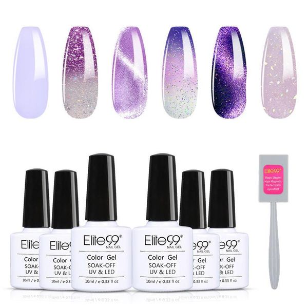 

nail art kits elite99 6 piece/set cat eye gel polish with magnet stick set soak off hybrid varnish 10ml for manicure salon