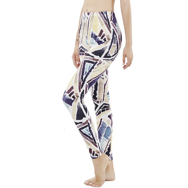 

9277 abstract geometric irregular figure women's leggings, Black