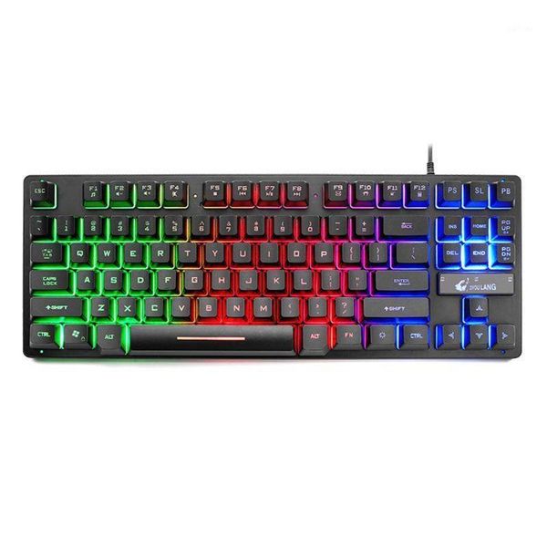 

keyboards gaming keyboard 87 keys for pc / lapgamerseven-color backlit wired1