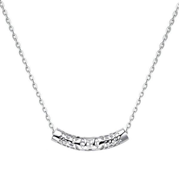 

women fashion curved tube pendant rhinestone statement necklace jewelry curved bar pendant chain necklaces, Golden;silver