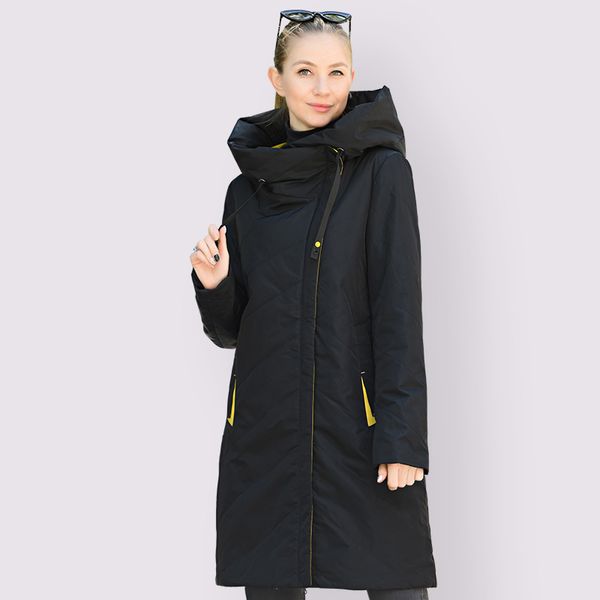 

2020 designer new spring autumn womenÂ´s parkas women thin cotton jacket long windproof stylish hooded coat plus size outwear 1014, Black;brown