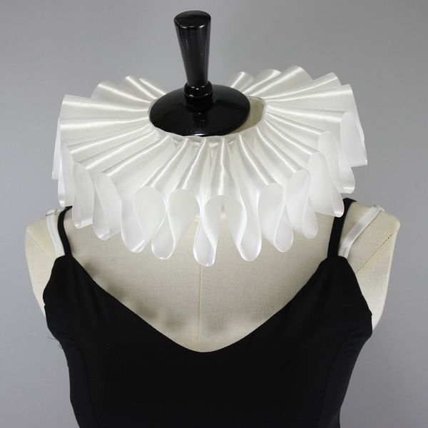 

new fashion victorian gothic detachable collar women ribbon elastic ruffle neck tie collars cosplay costumes accessories 201027, Blue;purple