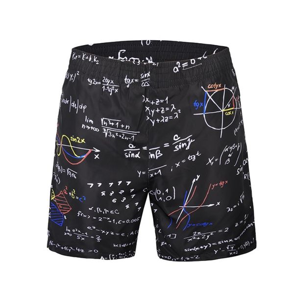 

men's beach shorts black math formula print shorts europe and america large size summer quick dry beach pants men's shorts wholesa