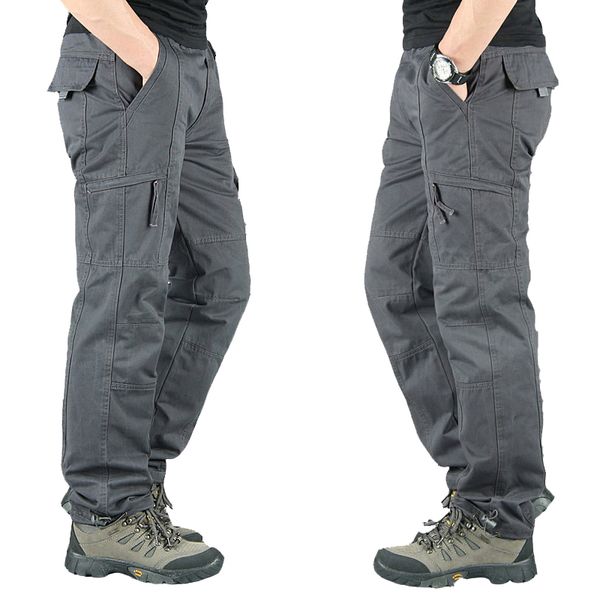 Мужчины моды военные длинные брюки теплые хлопковые хаки брюки мужские панталон грузы Homme весна осень тактические грузовые брюки 201109