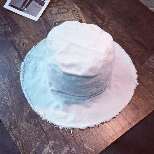 

cloches ht1661 retro shabby men women wide brim sun hats vintage plain solid fisherman caps packable cotton panama bucket, Blue;gray