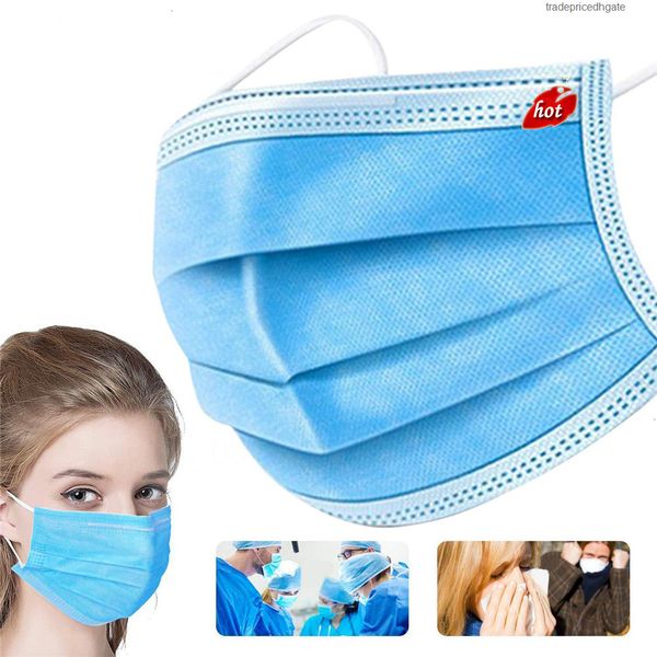 

ply disposable in stock windproof pm2.5 fog 3 dust mouth masks outdoor 50pcs safety blue face mask m00w alv3