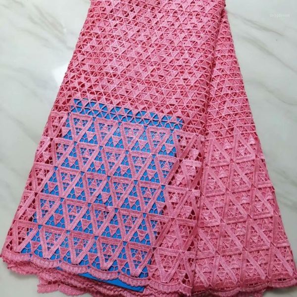 

fabric pretty pure color embroidered geometry african cord lace net 5 yards high grade swiss water soluble for party1, Black;white