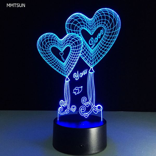 

2021 new illusion lamp heart shape love light amazing gifts for girlfriend color changing 3d night z79g
