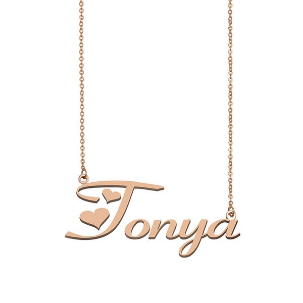 

tonya name necklace custom nameplate pendant for women girls birthday gift kids friends jewelry 18k gold plated stainless steel, Silver