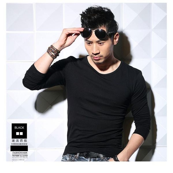 

mrmt 2020 lycra cotton men's t-shirt 5xl long sleeved t shirt men pure color casual mens long sleeve tshirt qylnac, White;black