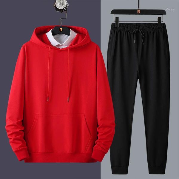 

the new fall 2020 hoodie is a handsome suit for men, black, yellow and blue, with two pieces of black and trousersm-5xl1, Gray