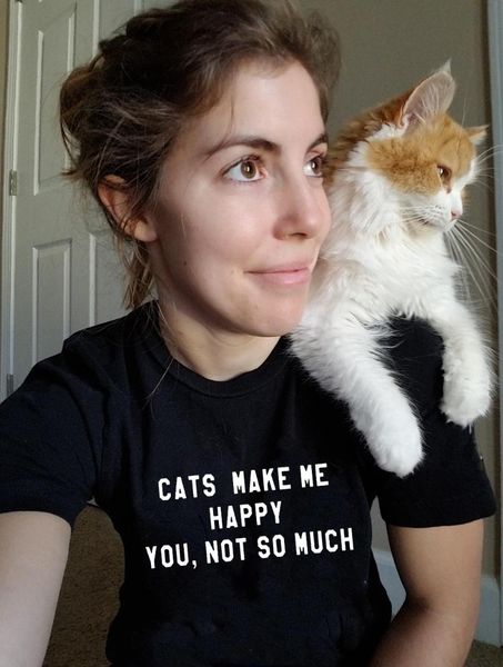 

women's t-shirt cats make me happy you not so much print women summer t shirt cat mom fashion clothes funny streetwear female tees hara, White