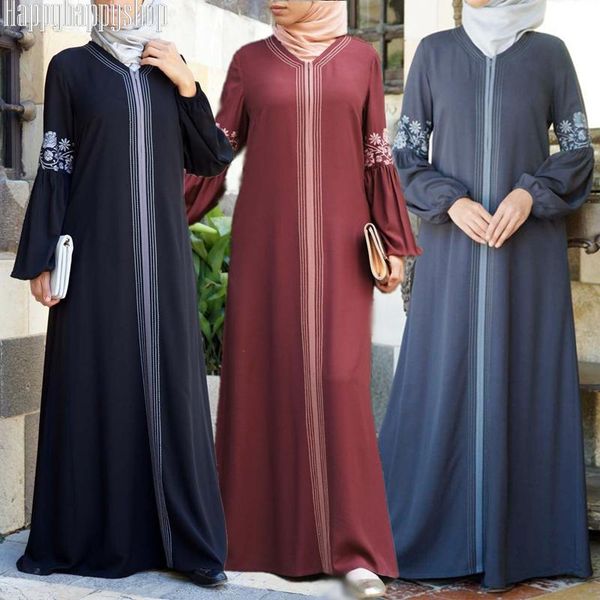 

ethnic clothing elegant muslim dress women loose maxi abaya embroidery jubah long robe islamic turkish kaftan arab modesty gown s-5xl, Red