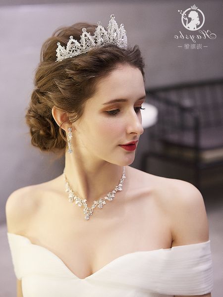 

lbridal headdress atmosphere luxury european style crown white dress accessories female ceremony beauty baroque wedding hair m, Silver