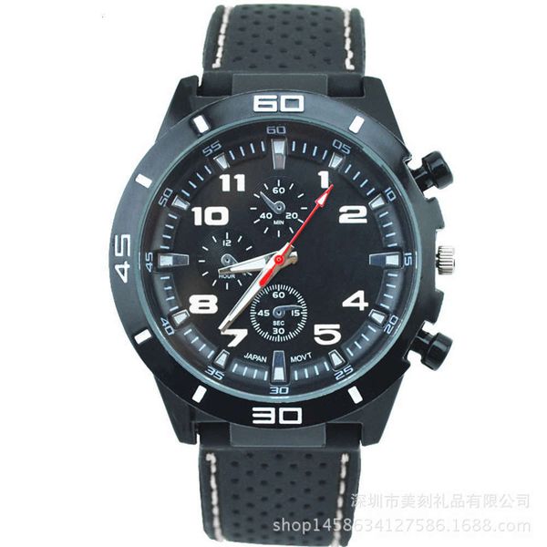 

watch silicone student watch men's silicone cool sports black circle racing watch, Slivery;brown
