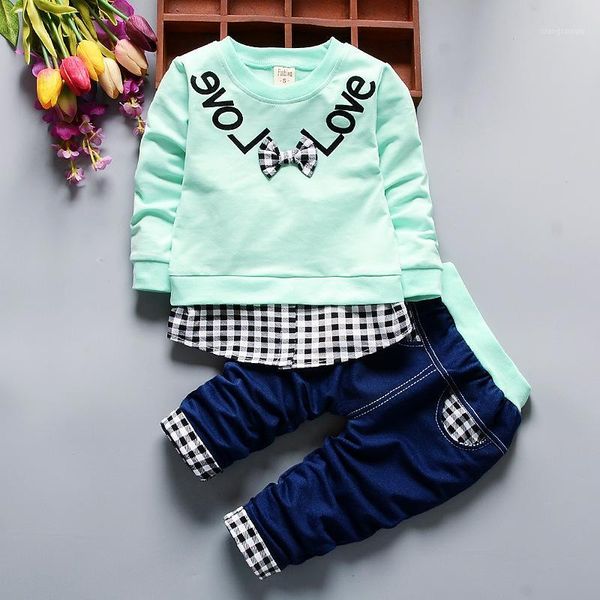 

girls autumn suits new baby sets two piece children leisure sports wear long sleeved+pant cotton 0-4 ages1, White