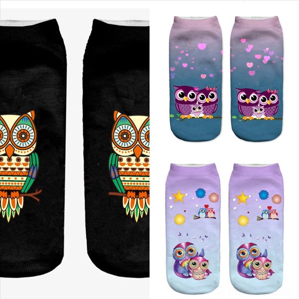 

lbtay summer foot animal print five finger socks socks cotton boat baby gentlemen's sock owl low ankle short men, Black
