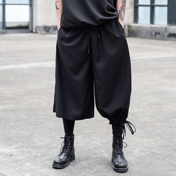 

dark original yamamoto yaosi style long left right short design loose male pants oneb, White;black