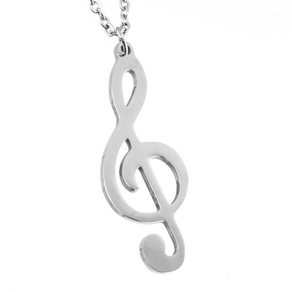 

women jewelry silver color g treble clef pendant necklace brand new stainless steel rolo o link chain necklace friendship gifts1