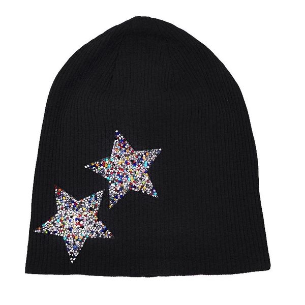 

gzhilovingl colorful rhinestones star beanies hats for woman ladies new autumn winter cotton ribbed slouch skullies hats 201012, Blue;gray