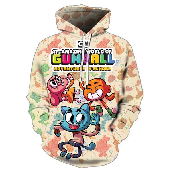 

casual new hoodie world man 2020 gumball streetwear amazing 3d sweatshirt men pullover hop hip harajuku head and women csoua, Black;white