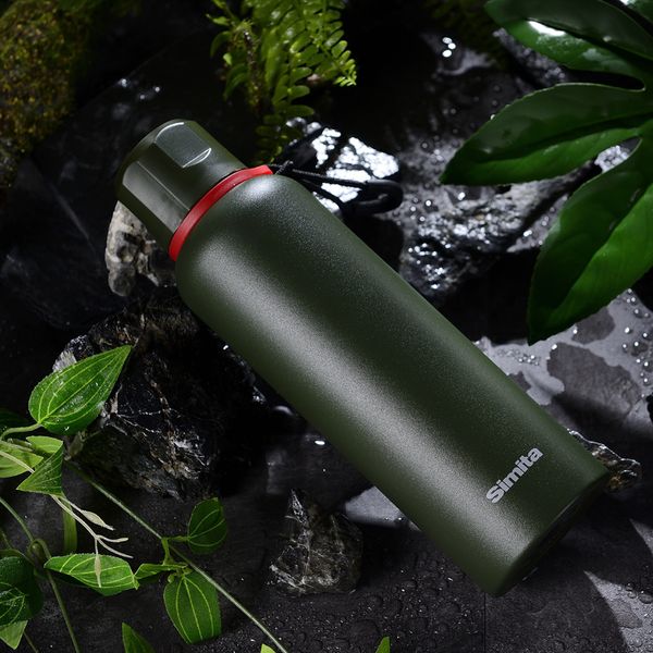 Simita Esporte Flask de vácuo, 600ml, garrafa de água portátil para acampamento de viagem, aço inoxidável, armador verde tumbler lj201221