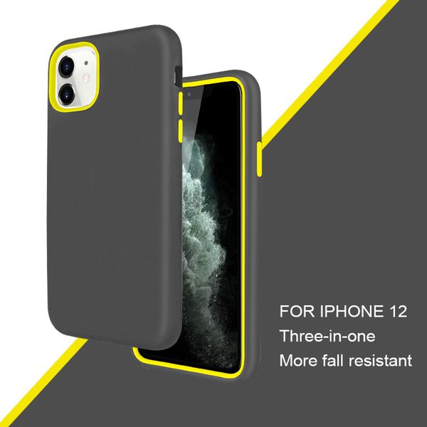

for iphone12 mini pro iphone 11pro max 3 in 1 anti drop frosted mobile phone case cover shell soft silicone transparent back