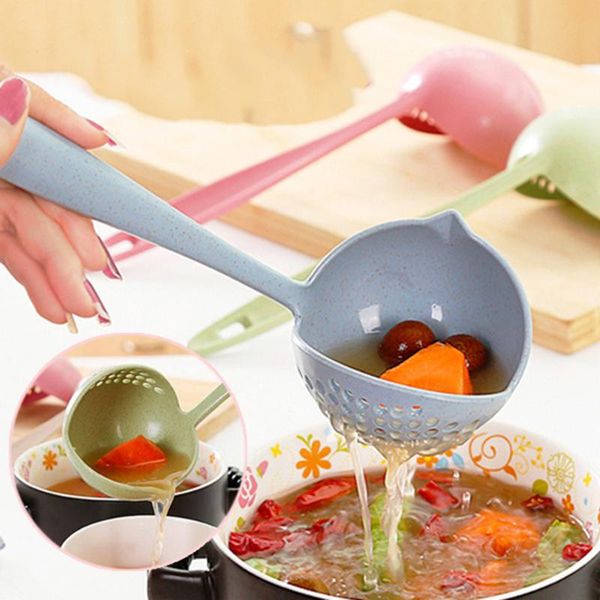 

2 in 1 wheat straw soup spoon household long handle porridge spoon pot bn-12
