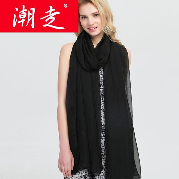 

black silk thin women's spring versatile solid color square autumn and winter scarf shawl bib korean version, Blue;gray