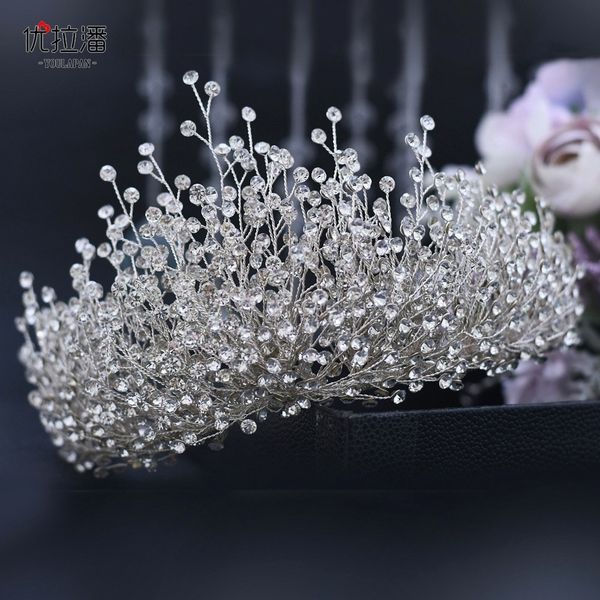 

yolapan bride handmade crystal japanese and korean luxury crown headdress headband super immortal hp193, Silver