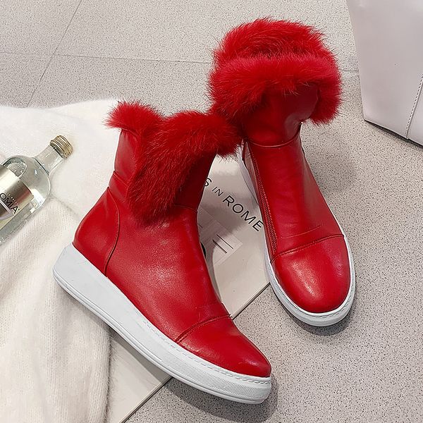

22-26.5 2021 cm pu+ rabbit skin snow thick women's winter boots warm shoes 1 qf7w, Black