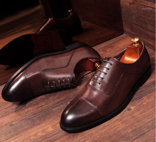 

handmade dress shoes men genuine leather lace up patchwork italy vintage formal business derby shoes smart casual oxfords1, Black
