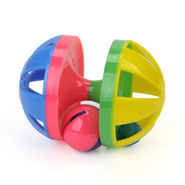 

sound - pet plastic cat toy, two bells, round, hollow, color, with small bells