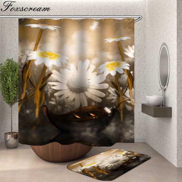 

sunflower shower curtain fabric 3d bath shower curtains bathroom curtain hooks waterproof bath curtain or mat