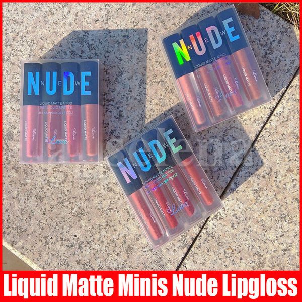 

4pcs/set beauty lip makeup lip gloss lipkit waterproof long lasting new nude matte liquid minis lipstick lipsloss set