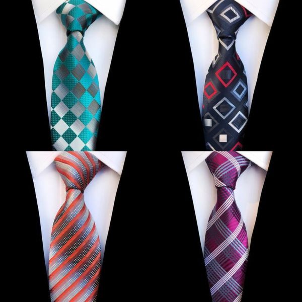 

jemygins fashion plaid tie silk jacquard woven wedding tie for men striped gradient blue red green necktie suit party gravatas, Blue;purple