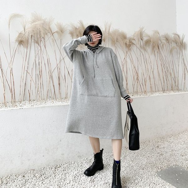 

2021 new autumn and winter big size plus velvet thickened fall sweater dress female casual fashion l4mz, Black;gray