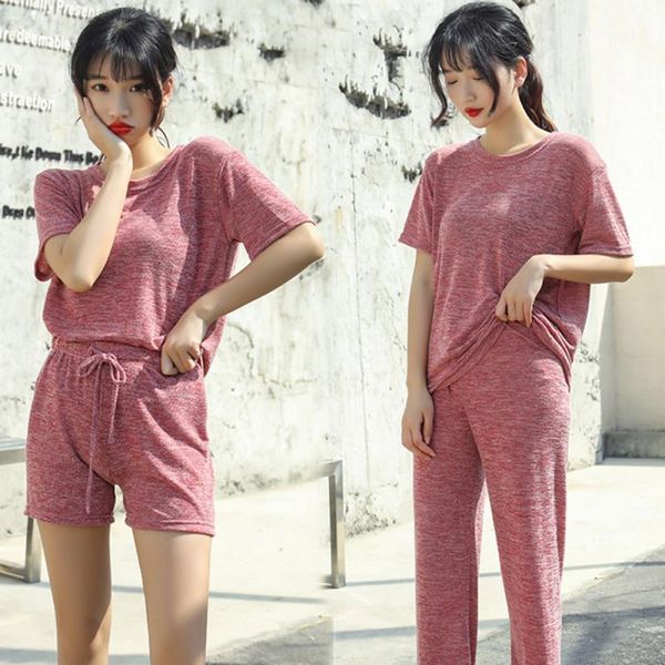 

running sets spring / summer 2021 three-piece ladies' home casual suit sportswear soft cool style nylon comfortable material1, Black;blue