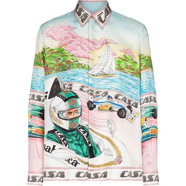 

of casablanca art racing printed shirt 2021 new luxury classic business, White;black