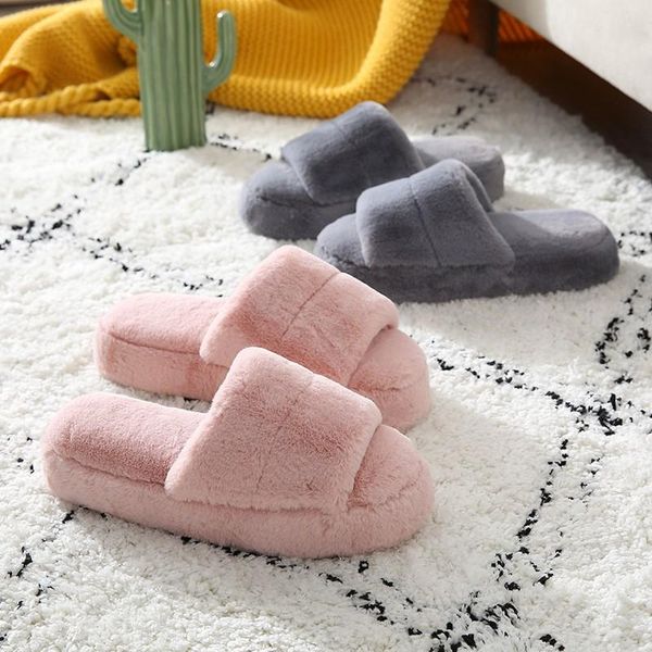 

women winter warn slippers ladies cute plush house thick fluffy warm casual shoes female girls indoor soft bedroom fur slides, Black
