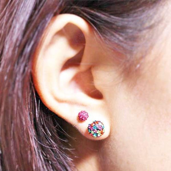 

1pc surgical steel crystal labret lip stud colorful ferido ball epoxy cz gem ball ear cartilage tragus piercing stud earring 16g q sqcwnq, Silver