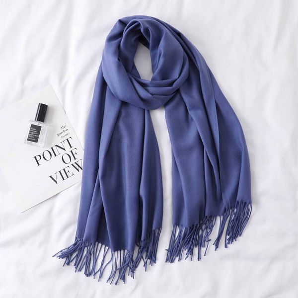 

women cashmere scarf thick warm winter scarves large solid color fashion tassel shawl wrap scarves for women girls, Blue;gray